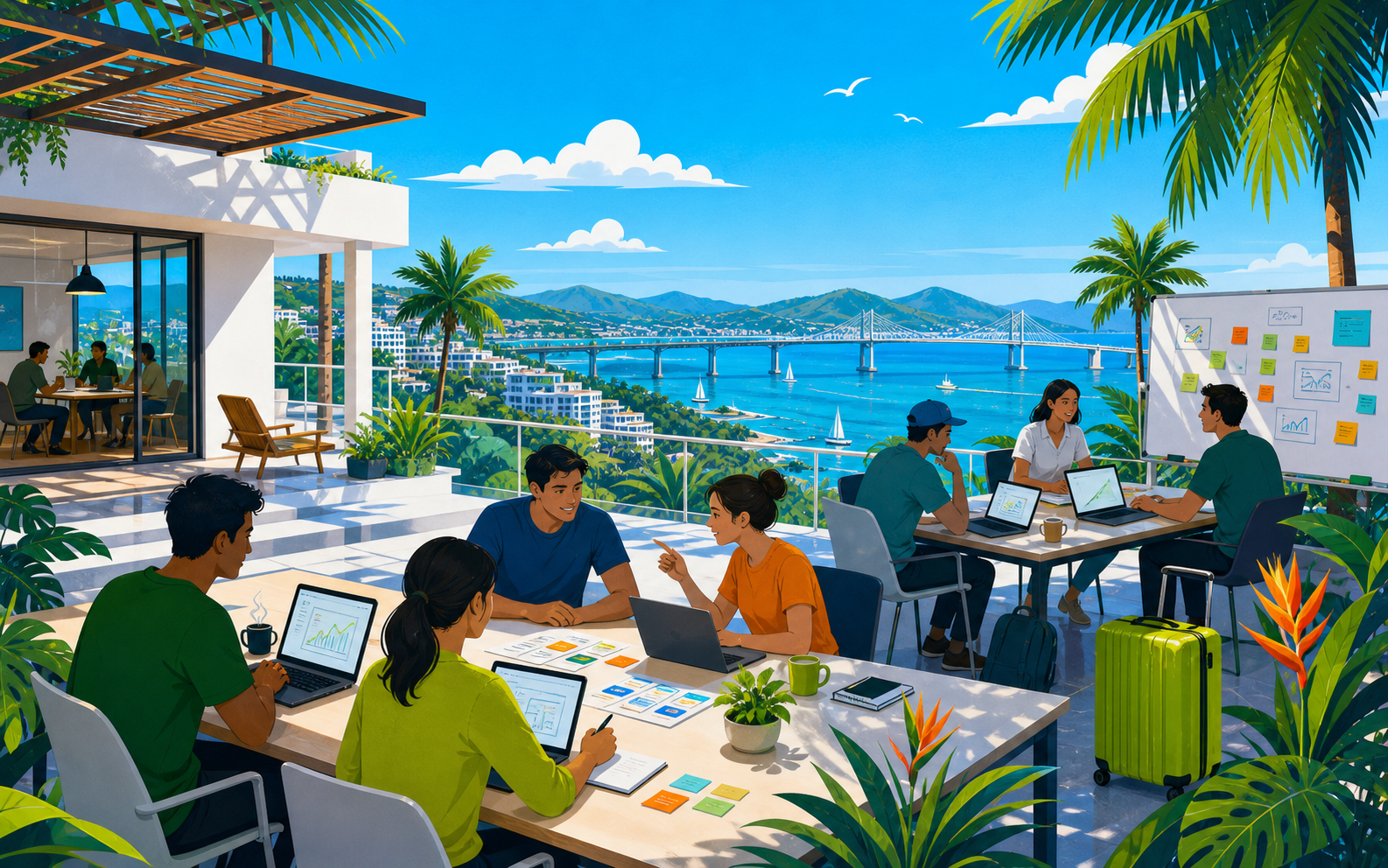 Founder squad working from Florianopolis during the Magic Island residency